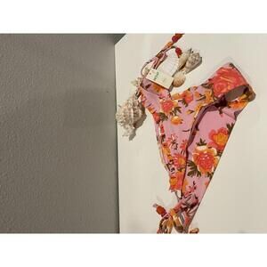 Aerie Floral Pink Bikini Bottoms with side ties- Size S NWT
